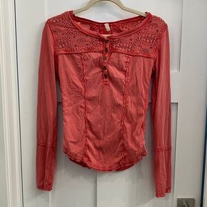 Free People Coral Cotton Top